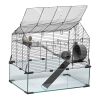 Hamster Cage, 360° Viewing Transparent Hamster Habitats, Small Animal Cage, 22.8 x 15 x 21.3 in, Ventilated Pet Mouse Cages with Water Bottle