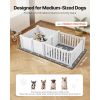 Dog Whelping Box, 73x38x19.7 in, Plastic Dog Whelping Pen with Adjustable Height Door, Puppy Playpen with Waterproof Pee Pad, Easy to Clean