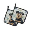 Black and Tan Norfolk Terrier Coastal Sea Glass Pair of Pot Holders Pair 7.5x7.5 Quilted Insulated Hot Pads Decorative Kitchen Gift Made in USA