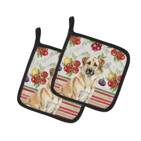 Anatolian Shepherd Dog Vegetables Pair of Pot Holders Pair 7.5x7.5 Quilted Insulated Hot Pads Decorative Kitchen Gift Made in USA