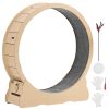 Cat Exercise Wheel, 48 in Wooden Cat Running Wheel for Indoor Cats up to 28 lbs, Cats Treadmill with Carpeted Runway & Locking Mechanism, Quiet Roller