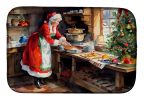 Cookies with Santa Claus Mrs. Claus Dish Drying Mat Absorbent Dish Drying Mat Pad for Kitchen Counter Dish Drainer Mat for Countertop, 14 x 21", Multi