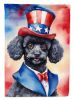 Black Poodle Patriotic American House Flag Large Porch Sleeve Pole Decorative Outside Yard Banner Artwork Wall Hanging, Polyester, House Size, Multico