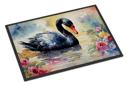 Black Swan Doormat Front Door Mat Indoor Outdoor Rugs for Entryway, Non Slip Washable Low Pile, 24H X 36W