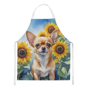 Chihuahua in Sunflowers Apron Cooking Kitchen Server Baking Crafts Gardening for Adult Women Men, Unisex, Large, Multicolor