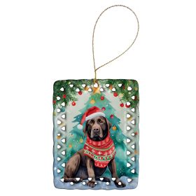 Chocolate Labrador Retriever Christmas Porcelain Ornament Christmas Tree Hanging Decorations for Home Christmas Holiday, Rectangle, Gift, Multicolor