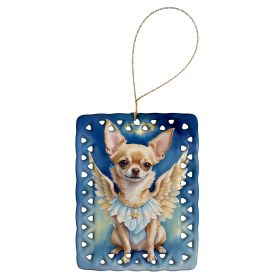 Chihuahua My Angel Porcelain Ornament Christmas Tree Hanging Decorations for Home Christmas Holiday, Rectangle, Gift, Multicolor