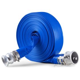 Backwash Hose, 2 in x 100 ft, Blue High Quality PVC Hose, with Clamps, Camlock, Aluminum Fittings, Fit Various Pumps, for Sewage Treatment, Water Tran