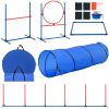 Dog Agility Training Equipment, 5 PCS Set with Adjustable High Hurdles,6 Weave Poles, Tunnel, Jump Ring, Pause Box, Whistle, Foldable Bowl, Puppy Obst