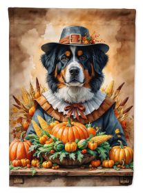 Bernese Mountain Dog Thanksgiving House Flag Large Porch Sleeve Pole Decorative Outside Yard Banner Artwork Wall Hanging, Polyester, House Size, Multi
