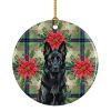 Black German Shepherd Christmas PoinsettIas Ceramic Ornament Christmas Tree Hanging Decorations for Home Christmas Holiday, Party, Gift, 3 in, Multico
