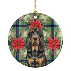 Black and Tan Bloodhound Christmas PoinsettIas Ceramic Ornament Christmas Tree Hanging Decorations for Home Christmas Holiday, Party, Gift, 3 in, Mult