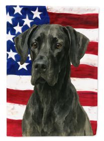 Black Great Dane American Flag House Flag Large Porch Sleeve Pole Decorative Outside Yard Banner Artwork Wall Hanging, Polyester, House Size, Multicol