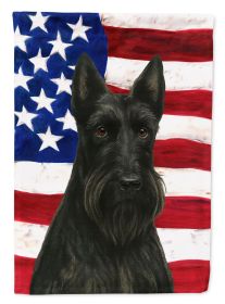 Black Scottish Terrier American Flag House Flag Large Porch Sleeve Pole Decorative Outside Yard Banner Artwork Wall Hanging, Polyester, House Size, Mu