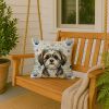 Brindle Shih Tzu Coastal Sea Glass Throw Pillow Decorative Indoor Outdoor Accent Cushion for Couch, Bed or Patio, 18Hx18W