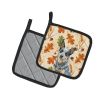 Blue Heeler Australian Cattle Dog Heirloom Fall Pair of Pot Holders Pair 7.5x7.5 Quilted Insulated Hot Pads Decorative Kitchen Gift Made in USA