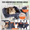 Cat Tree for Indoor Cats, 68.5" Cat Tower with 2 Cat Condos, Sisal Scratching Post, Hammocks, Top Perches, Jumping Platforms and Ramp, Cat Furniture A