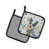 Blue Heeler Australian Cattle Dog Coastal Sea Glass Pair of Pot Holders Pair 7.5x7.5 Quilted Insulated Hot Pads Decorative Kitchen Gift Made in USA