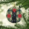 Black German Shepherd Christmas PoinsettIas Ceramic Ornament Christmas Tree Hanging Decorations for Home Christmas Holiday, Party, Gift, 3 in, Multico