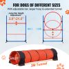 Dog Agility Training Equipment, 5 PCS Set Upgrade with Adjustable High Hurdles,6 Weave Poles,Extended Tunnel,Jump Ring,Pause Box,Whistle,Foldable Bowl