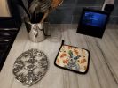 Blue Heeler Australian Cattle Dog Heirloom Fall Pair of Pot Holders Pair 7.5x7.5 Quilted Insulated Hot Pads Decorative Kitchen Gift Made in USA
