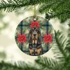 Black and Tan Bloodhound Christmas PoinsettIas Ceramic Ornament Christmas Tree Hanging Decorations for Home Christmas Holiday, Party, Gift, 3 in, Mult