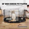 Dog Playpen, 8 Pcs 30"H x 24"W Panels Foldable Metal Pet Exercise Pen, Dog Fence Indoor and Outdoor Pen with Door, 600D Oxford Fabric Bottom Pad, Pet