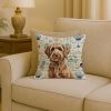Chocolate Labradoodle Coastal Sea Glass Throw Pillow Decorative Indoor Outdoor Accent Cushion for Couch, Bed or Patio, 18Hx18W
