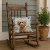 Chocolate Labradoodle Coastal Sea Glass Throw Pillow Decorative Indoor Outdoor Accent Cushion for Couch, Bed or Patio, 18Hx18W