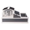 3-Room Tortoise House,Tortoise Habitat with Balcony & 2 Stories, Wooden Tortoise Enclosure Indoor & Outdoor with Ramp, Tray, Openable Roof, Large Rept