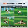 Dog Agility Training Equipment, 4 PCS Set with Adjustable High Hurdles,6 Weave Poles,Jump Ring,Square Pause Box,Whistle,Foldable Bowl, Puppy Obstacle