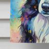 Border Collie Hippie Dawg House Flag Large Porch Sleeve Pole Decorative Outside Yard Banner Artwork Wall Hanging, Polyester, House Size, Multicolor