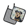 Black and Tan Norfolk Terrier Coastal Sea Glass Pair of Pot Holders Pair 7.5x7.5 Quilted Insulated Hot Pads Decorative Kitchen Gift Made in USA