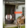 Dog Door for Sliding Glass Door, 75 7/8 to 80 11/16 in Adjustable Height, Aluminum Alloy Frame with Rotating Hinges, Lock Design, 10 1/4 x 16 1/4 in F