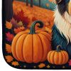 Bearded Collie Fall Dish Drying Mat Absorbent Dish Drying Mat Pad for Kitchen Counter Dish Drainer Mat for Countertop, 14 x 21", Multicolor