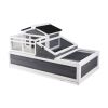 3-Room Tortoise House,Tortoise Habitat with Balcony & 2 Stories, Wooden Tortoise Enclosure Indoor & Outdoor with Ramp, Tray, Openable Roof, Large Rept