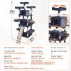 Cat Tree for Indoor Cats, 68.5" Cat Tower with 2 Cat Condos, Sisal Scratching Post, Hammocks, Top Perches, Jumping Platforms and Ramp, Cat Furniture A