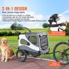 Dog Bike Trailer, Supports up to 100 lbs, 2-in-1 Pet Stroller Cart Bicycle Carrier, Easy Folding Cart Frame with Quick Release Wheels, Universal Bicyc