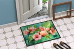 Delaware Peach Blossom in Watercolor Doormat Front Door Mat Indoor Outdoor Rugs for Entryway, Non Slip Washable Low Pile, 24H X 36W