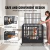 42 Inch Heavy Duty Dog Crate, Indestructible Dog Crate, 3-Door Heavy Duty Dog Kennel for Medium to Large Dogs with Lockable Wheels and Removable Tray,