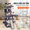 Cat Tree for Indoor Cats, 68.5" Cat Tower with 2 Cat Condos, Sisal Scratching Post, Hammocks, Top Perches, Jumping Platforms and Ramp, Cat Furniture A