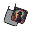 Black Poodle Christmas Pair of Pot Holders Kitchen Heat Resistant Pot Holders Sets Oven Hot Pads for Cooking Baking BBQ, 7 1/2 x 7 1/2