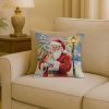 Chihuahua with Santa Claus Throw Pillow Decorative Indoor Outdoor Accent Cushion for Couch, Bed or Patio, 18Hx18W
