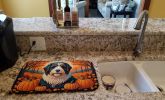 Bearded Collie Fall Dish Drying Mat Absorbent Dish Drying Mat Pad for Kitchen Counter Dish Drainer Mat for Countertop, 14 x 21", Multicolor