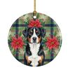 Greater Swiss Mountain Dog Christmas PoinsettIas Ceramic Ornament Christmas Tree Hanging Decorations for Home Christmas Holiday, Party, Gift, 3 in, Mu