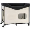 Elevated Lounge Pet Bed, Foldable Bunk Dog Bed with 600D Oxford Cloth and Dutch Velvet, Portable Raised Cot with Wheels, Side Storage Bags, and Carry