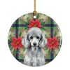 Standard Silver Poodle Christmas PoinsettIas Ceramic Ornament Christmas Tree Hanging Decorations for Home Christmas Holiday, Party, Gift, 3 in, Multic