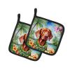 Vizsla Luau Pair of Pot Holders Kitchen Heat Resistant Pot Holders Sets Oven Hot Pads for Cooking Baking BBQ, 7 1/2 x 7 1/2