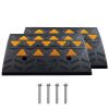 Rubber Curb Ramp 2 Pack, 6" Rise Height Heavy-Duty 33069 lbs/15 T Capacity Threshold Ramps, Driveway Ramps with Stable Grid Structure for Cars, Wheelc