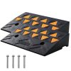 Rubber Curb Ramp 2 Pack, 4.3" Rise Height Heavy-Duty 33069 lbs/15 T Capacity Threshold Ramps, Driveway Ramps with Stable Grid Structure for Cars, Whee